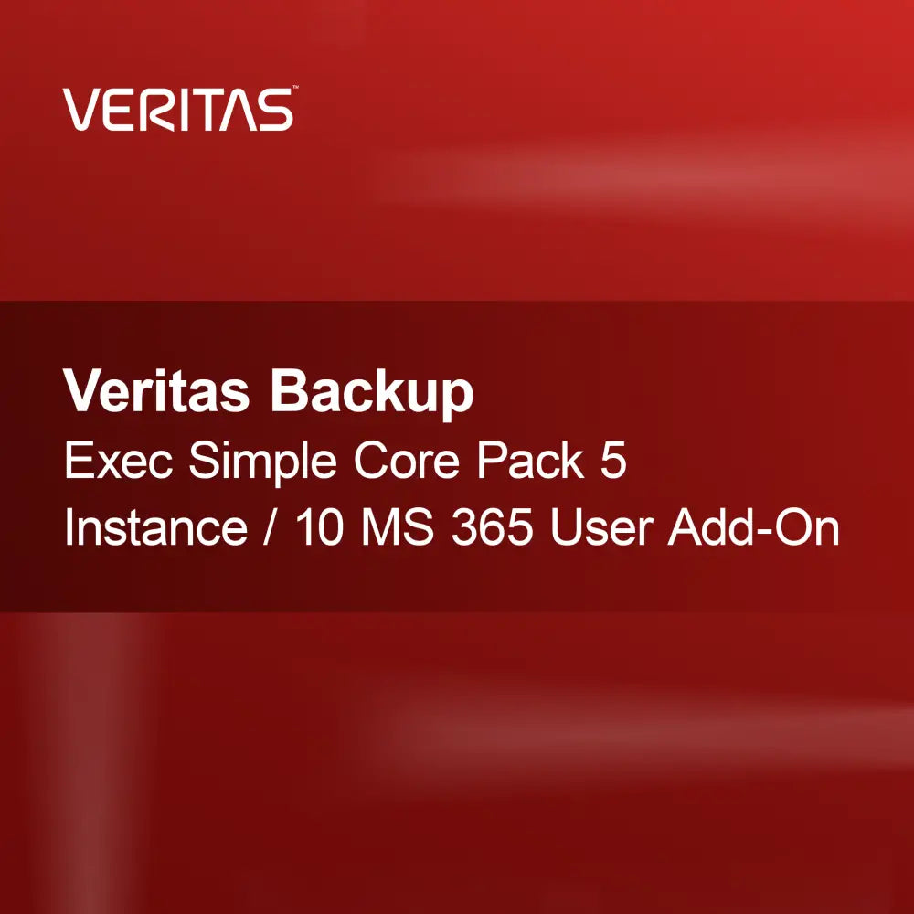Veritas Backup Exec Simple Core Pack 5 instans / 10 MS 365 bruger tilføjelse